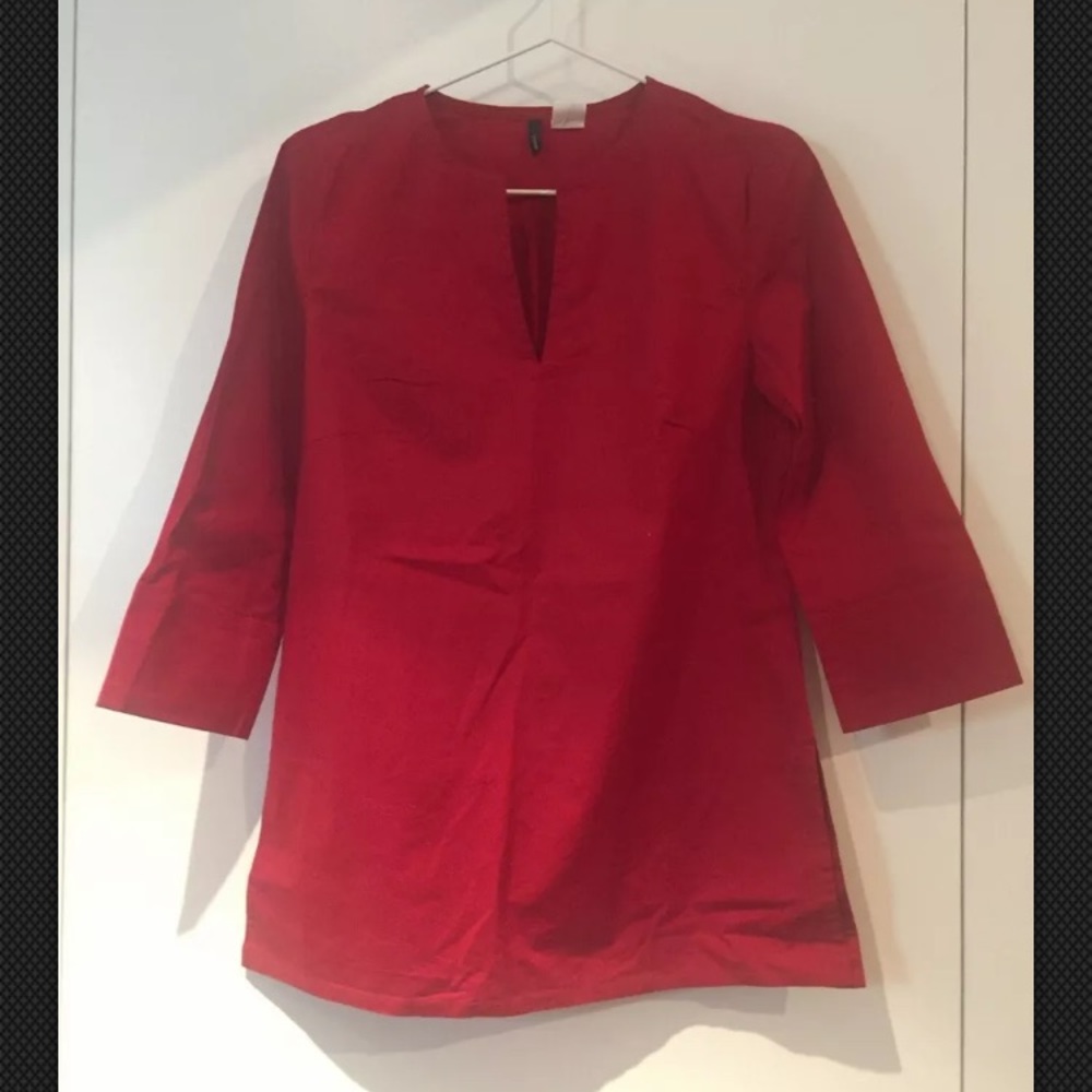 J Crew Red Cotton Tunic shirt. 100% cotton